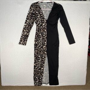 MAGIA U.S.A. size‎ M Animal Print Long sleeve Maxi bodycon dress Mob Wife